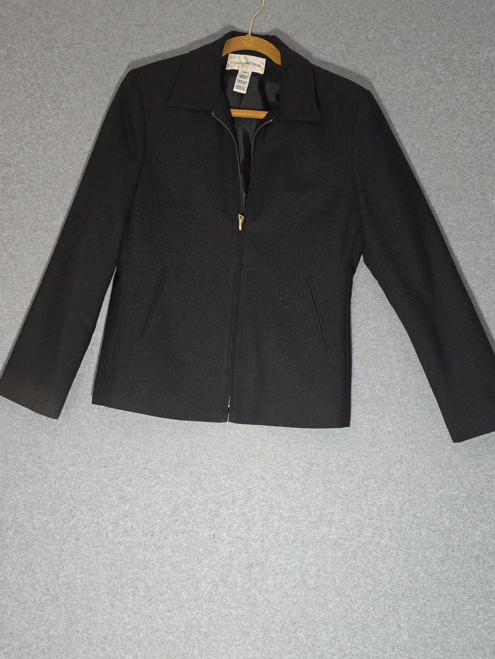 Evan Picone Black Zip Jacket with Gold Hardware